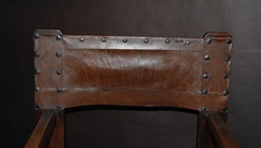 Original leather on back of chair. 